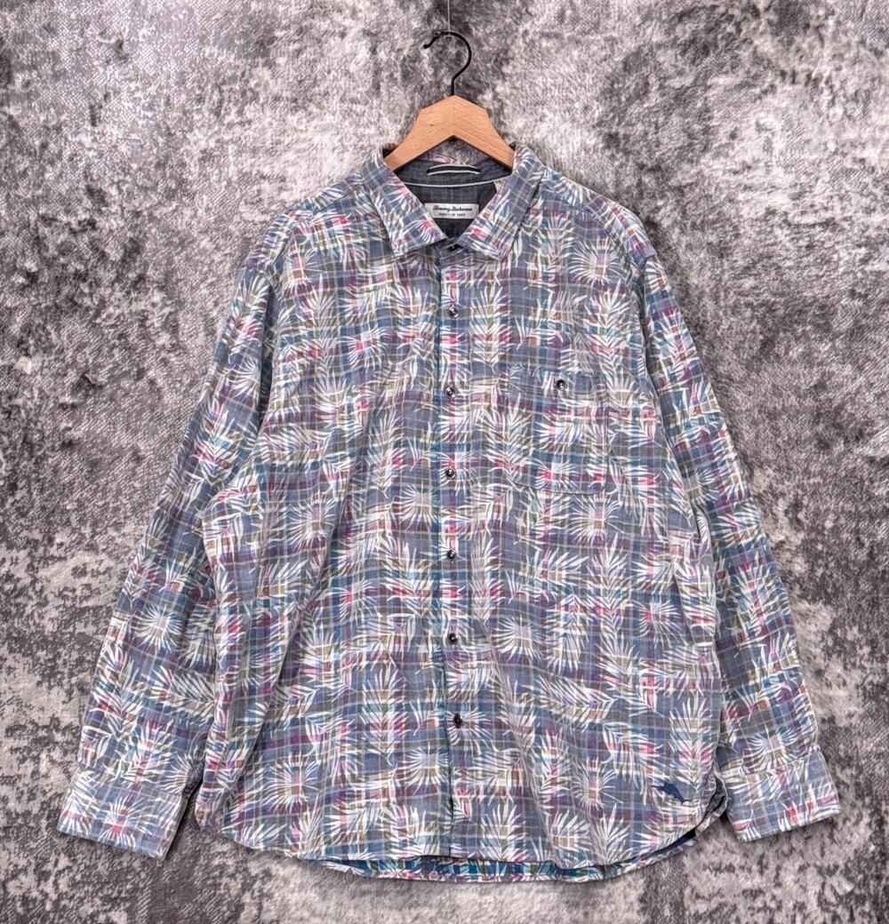 Tommy Bahama Shirt XXL Mens Coastline Cord Palm Leaf Floral Button Down